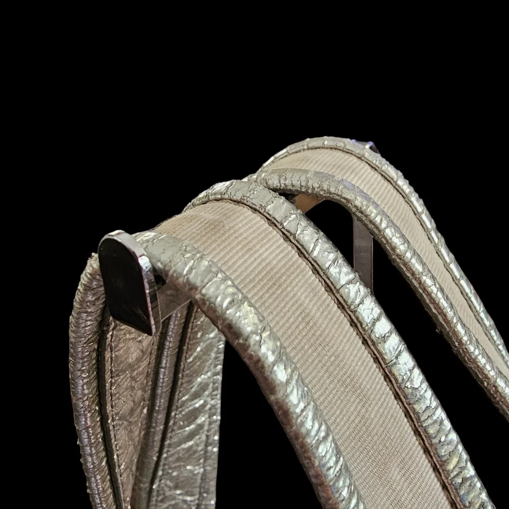 Coach Poppy Metallic Signature Sateen Glam Tote